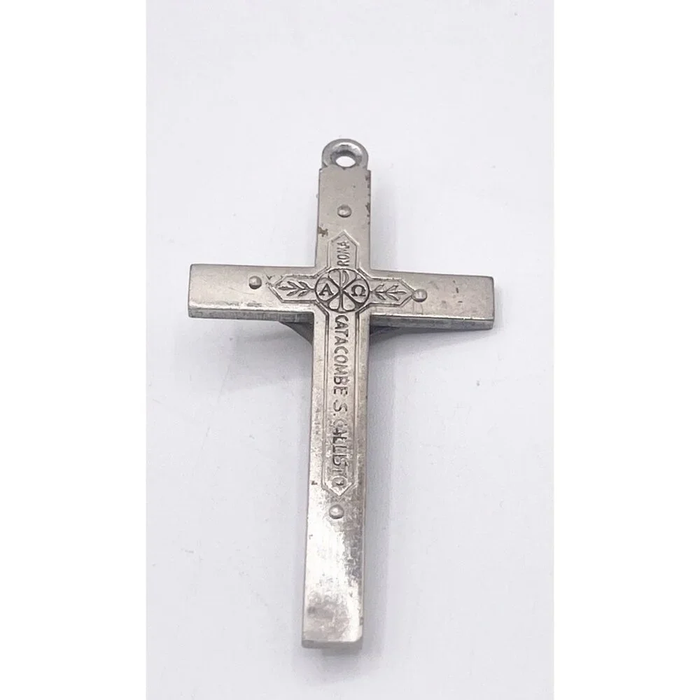 Vintage Roman Catholic Crucifix Catacombs St Callistus Rome Pilgrimage Pendant